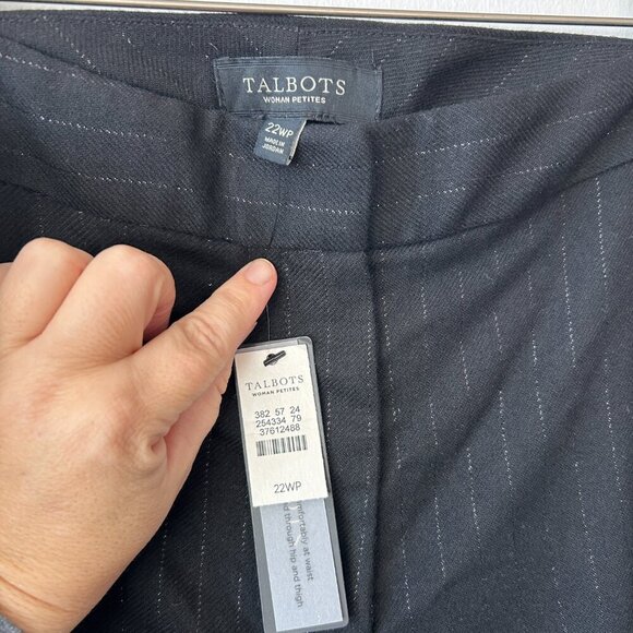 Talbots Trousers Womens 22WP Petite Black Metallic Stripe NWT Wool Blend Pockets - Picture 5 of 8
